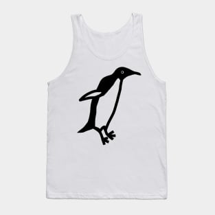 Cute Jumping Penguin Black Line Drawing Doodle Animals Tank Top